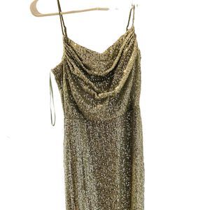 Windsor Green Sequined Spaghetti Straps Formal Gown Size M